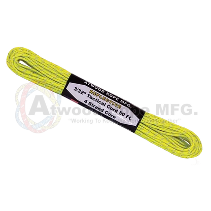 Atwood Rope Reflective Cord - 275 LB Tactical Cord - 2.4MM X 50 FT-Climbing - Ropes-Atwood Rope-Neon Yellow-Appalachian Outfitters