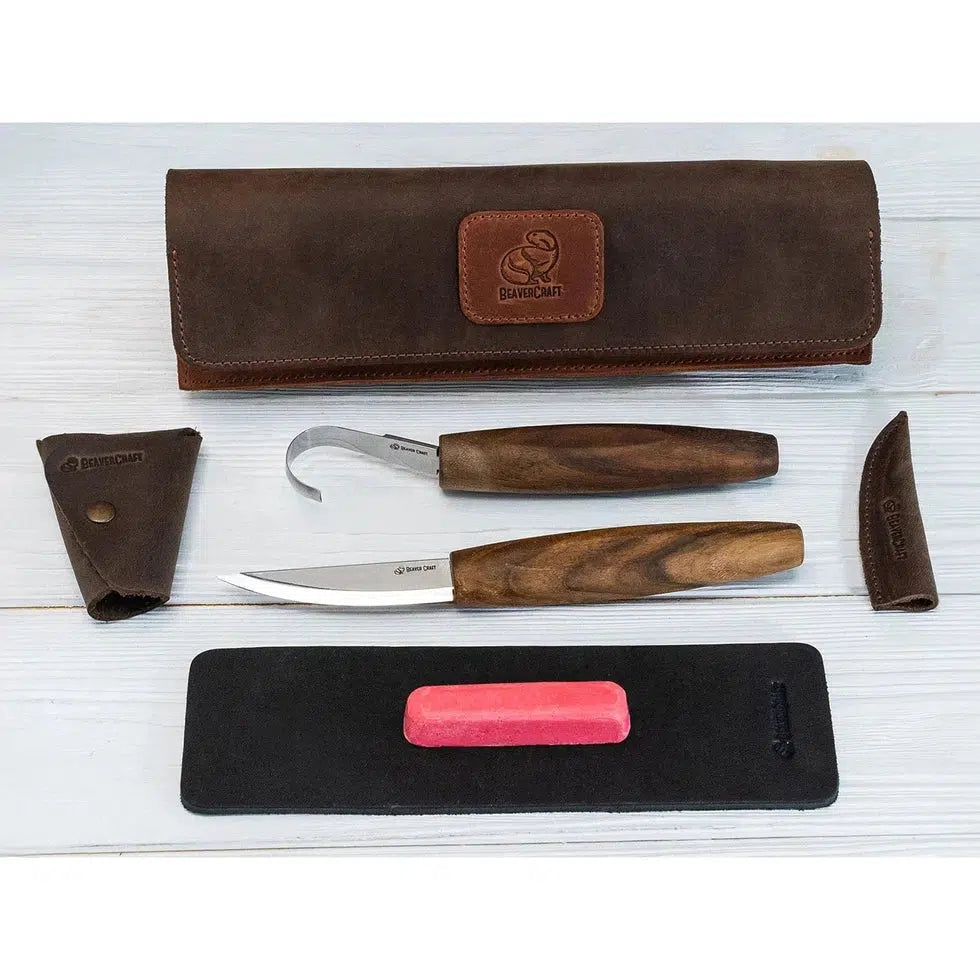 Beavercraft Spoon Carving Tool Set in Genuine Leather Case-Camping - Accessories - Knives-Beavercraft-Appalachian Outfitters