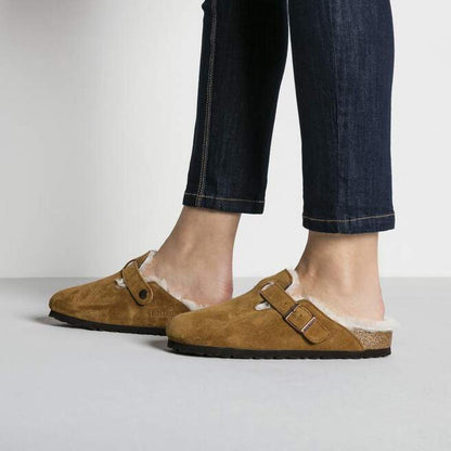Birkenstock Boston Shearling Suede Leather-Women's - Footwear - Sandals-Birkenstock-Appalachian Outfitters