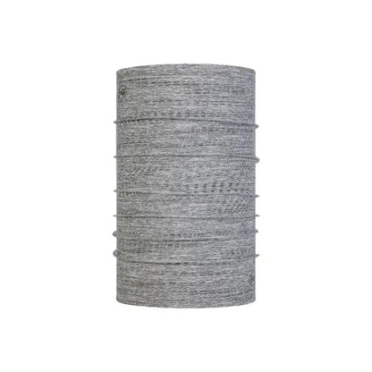 A side view of the Buff Dryflx Solid in Light Grey showing the textured fabric against a white background.