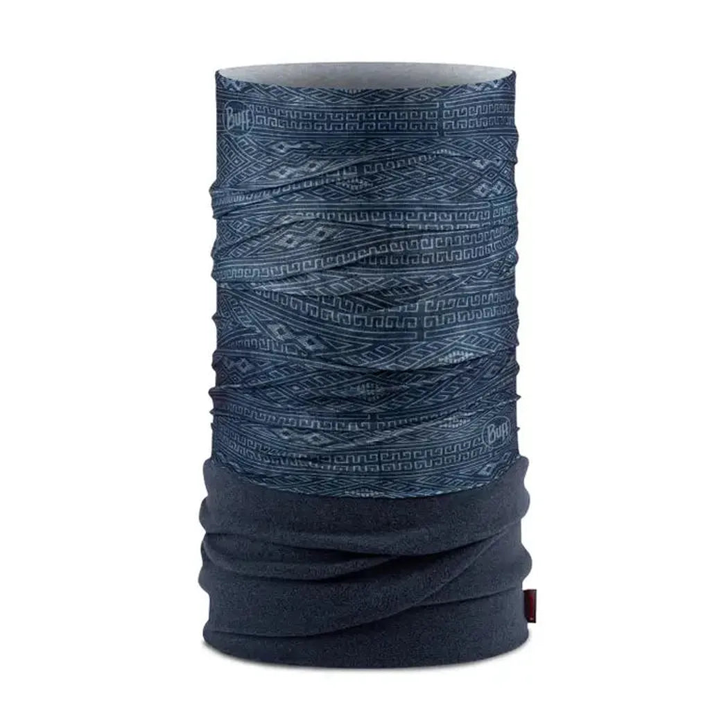 A close-up front view of the Buff Polar - Katic in Blue with a patterned upper section and a solid lower section, against a white background.