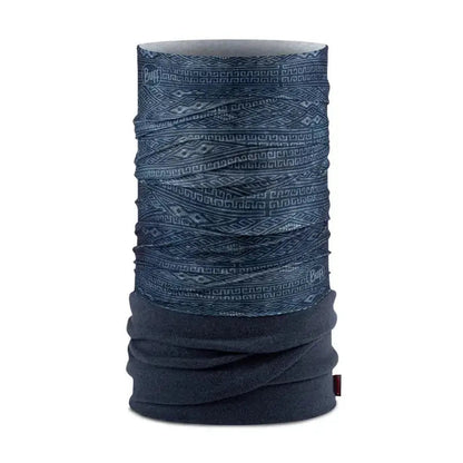 A close-up front view of the Buff Polar - Katic in Blue with a patterned upper section and a solid lower section, against a white background.