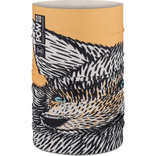 Close-up of the Buff Towson POW Multi bandana in Pow Multi color showing its wolf graphic and black/white pattern.