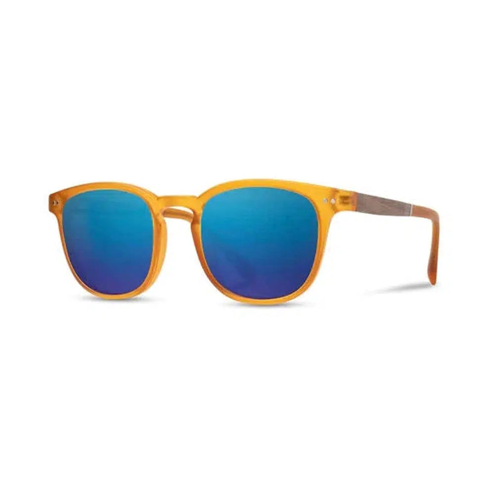 Camp Eyewear Topo-Accessories - Sunglasses-Camp Eyewear-Matte Orange // Walnut-HD Plus Polarized Blue Flash-Appalachian Outfitters