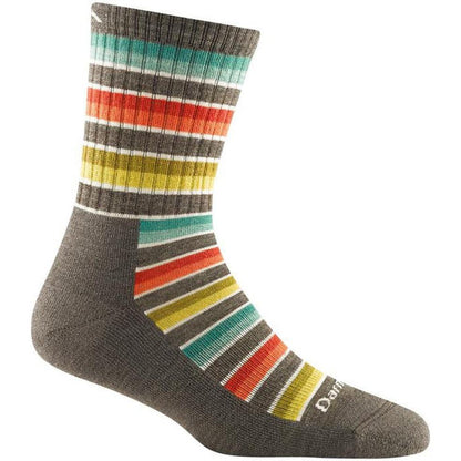 Women's Decade Stripe Micro Crew Midweight with Cushion-Accessories - Socks - Women's-Darn Tough-Taupe-M-Appalachian Outfitters