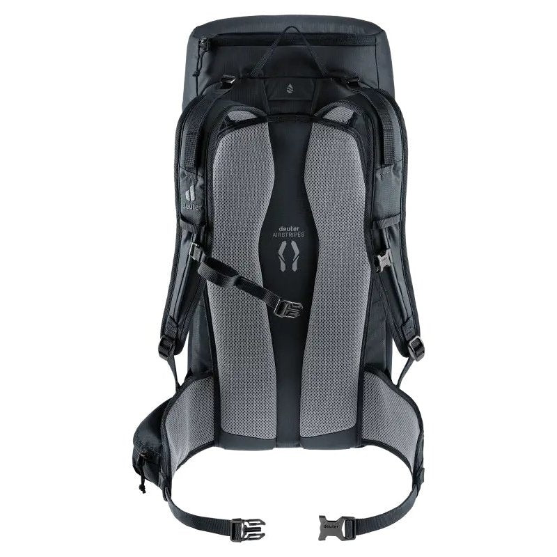 Front view of the Deuter Telatie 26 in Baltic Nightblu showing the padded shoulder straps and front zipper pocket against a white background.
