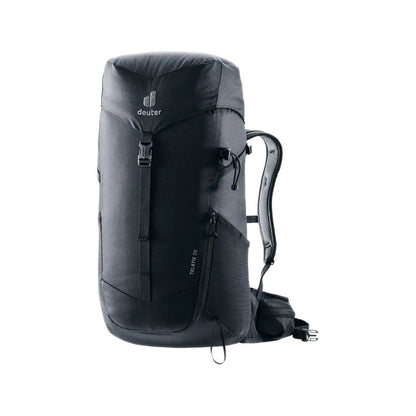 Front view of the Deuter Telatie 26 in Baltic Nightblu showing the padded shoulder straps and front zipper pocket against a white background.