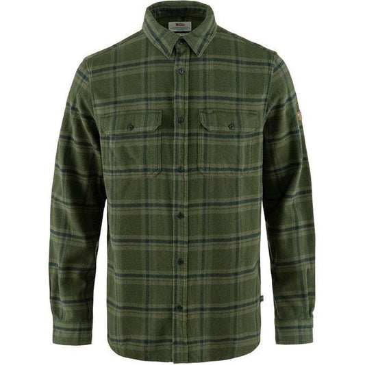 Men's Ovik Heavy Flannel Shirt-Men's - Clothing - Tops-Fjallraven-Deep Forest-Laurel Green-L-Appalachian Outfitters