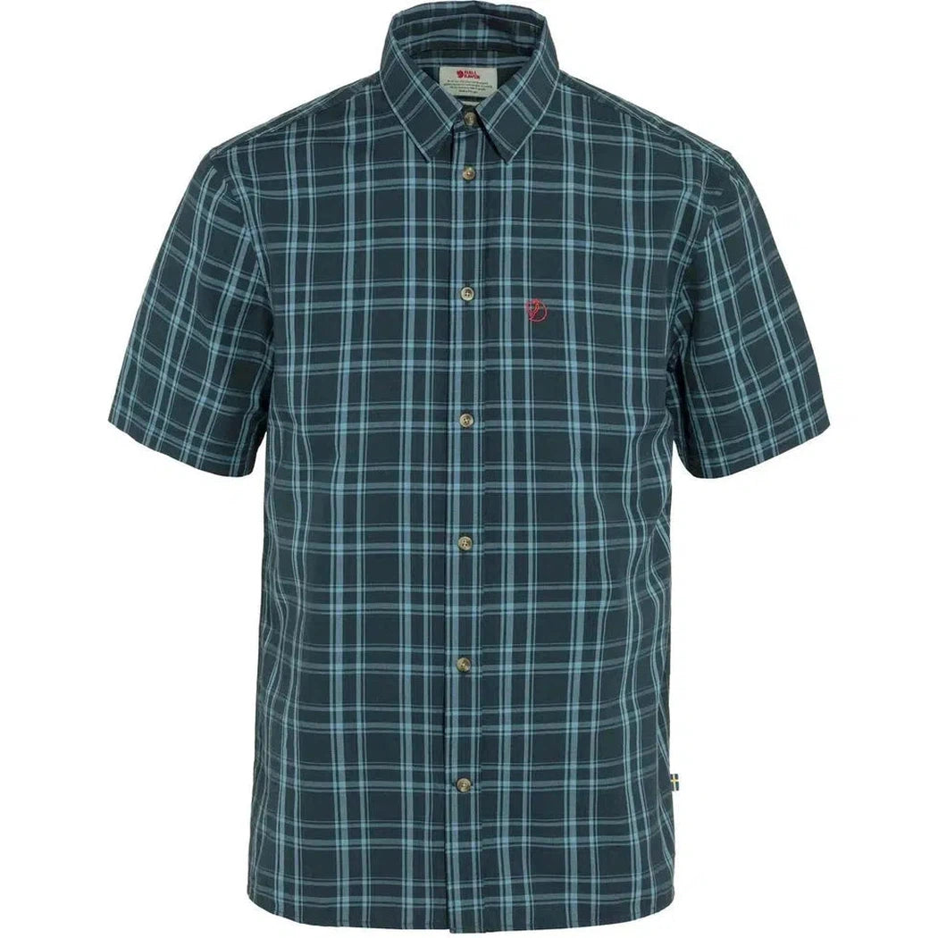 Fjallraven Men's Ã–vik Lite Short Sleeve Shirt-Men's - Clothing - Tops-Fjallraven-Dark Navy-Dawn Blue-M-Appalachian Outfitters