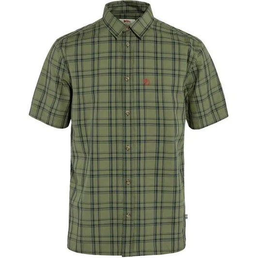 Fjallraven Men's Övik Lite Short Sleeve Shirt-Men's - Clothing - Tops-Fjallraven-Green-Dark Navy-M-Appalachian Outfitters