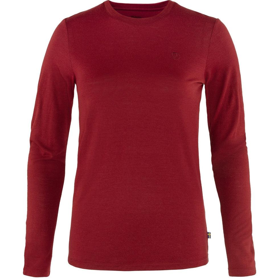 Women's Abisko Wool Long Sleeve-Women's - Clothing - Tops-Fjallraven-Pomegranate Red-S-Appalachian Outfitters
