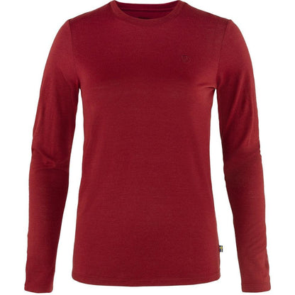 Women's Abisko Wool Long Sleeve-Women's - Clothing - Tops-Fjallraven-Pomegranate Red-S-Appalachian Outfitters