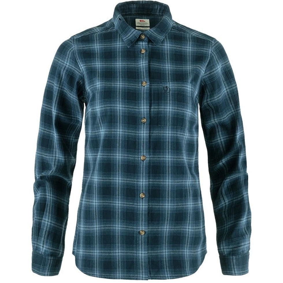 Fjallraven Women's Ovik Flannel Shirt-Women's - Clothing - Tops-Fjallraven-Davy Navy-Indigo Blue-S-Appalachian Outfitters
