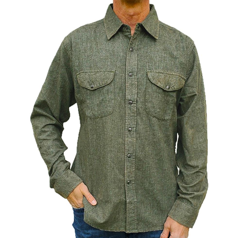 Men's The Shenandoah Solid Grindle Shirt-Men's - Clothing - Tops-Flyshacker-Loden-M-Appalachian Outfitters