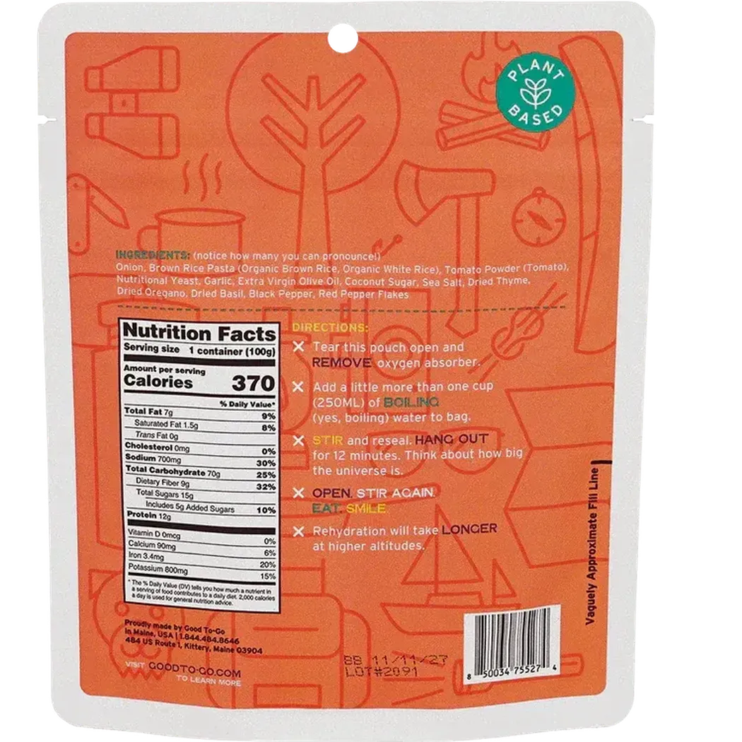 Good To-Go Pasta Marinara-Food - Backpacking-Good To-Go-Appalachian Outfitters