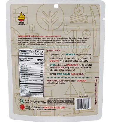 Good To-Go White Bean Chicken Chili-Food - Backpacking-Good To-Go-Appalachian Outfitters