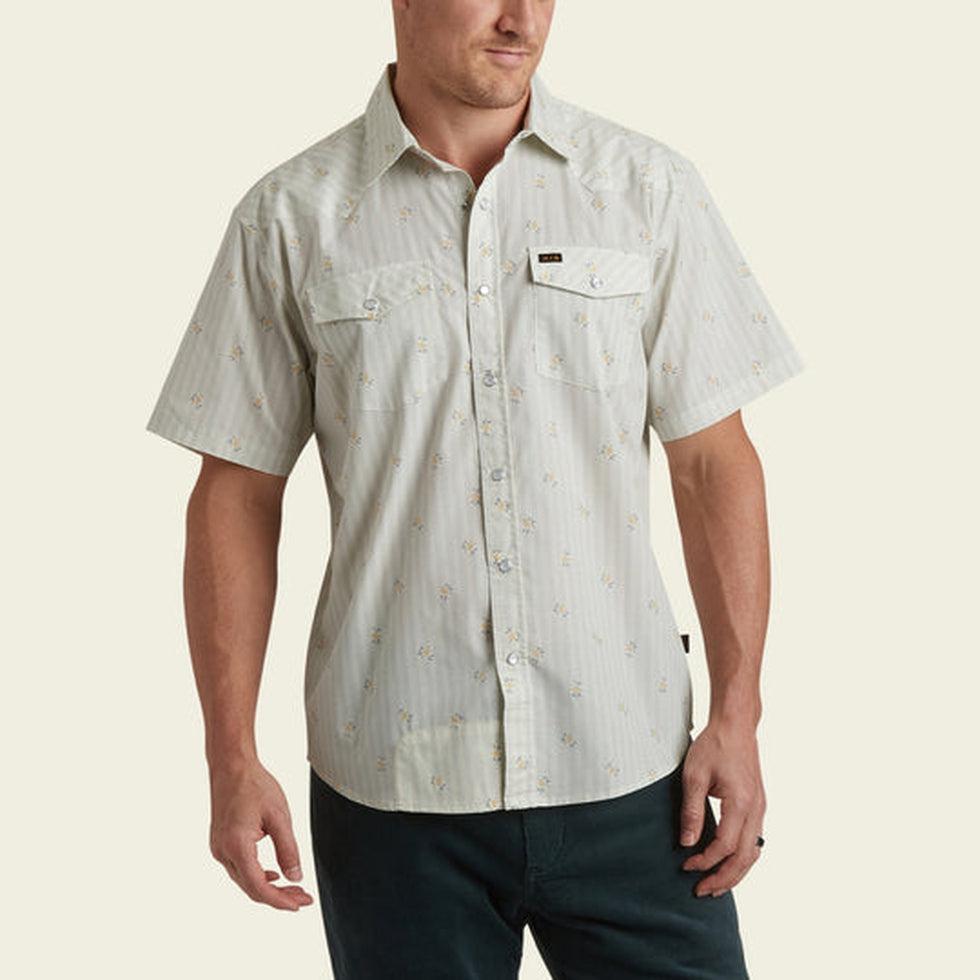 H Bar B Snapshirt-Men's - Clothing - Tops-Howler Brothers-Vintage Grid Floral : Medium White-M-Appalachian Outfitters
