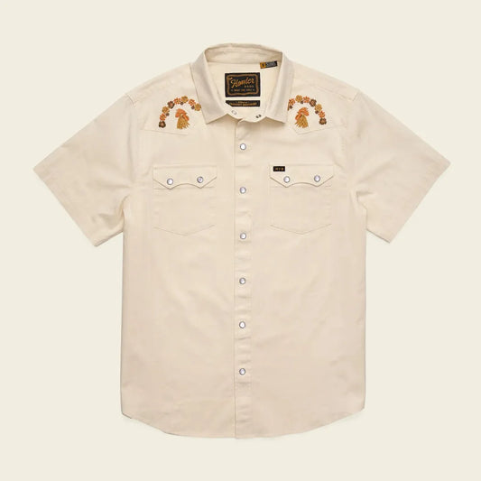 Howler Brothers Men's Crosscut Deluxe Shortsleeve-Men's - Clothing - Tops-Howler Brothers-Fowl Play: Off White Doby-M-Appalachian Outfitters