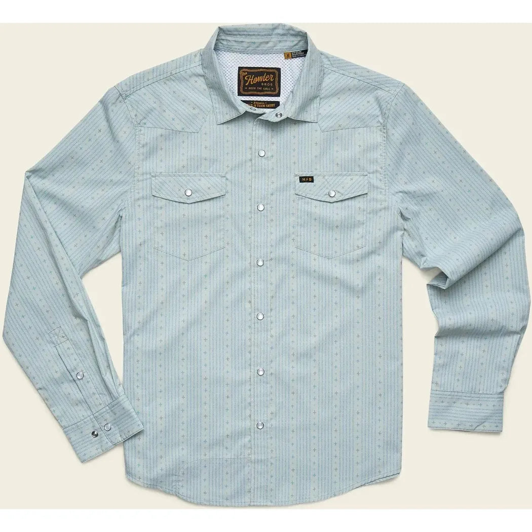 Howler Brothers Men's H Bar B Tech Longsleeve-Men's - Clothing - Tops-Howler Brothers-Supernova Stripe : Ash Blue-M-Appalachian Outfitters
