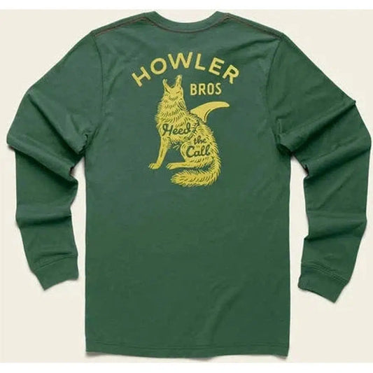 Howler Brothers Select Long Sleeve Tee-Men's - Clothing - Tops-Howler Brothers-Howler Coyote - Forest Green-M-Appalachian Outfitters