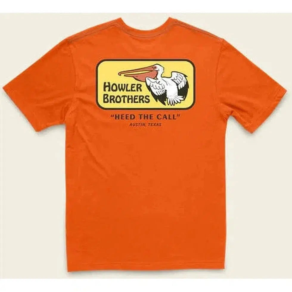 Howler Brothers Select T-Men's - Clothing - Tops-Howler Brothers-Pelican Badge - Orange-M-Appalachian Outfitters