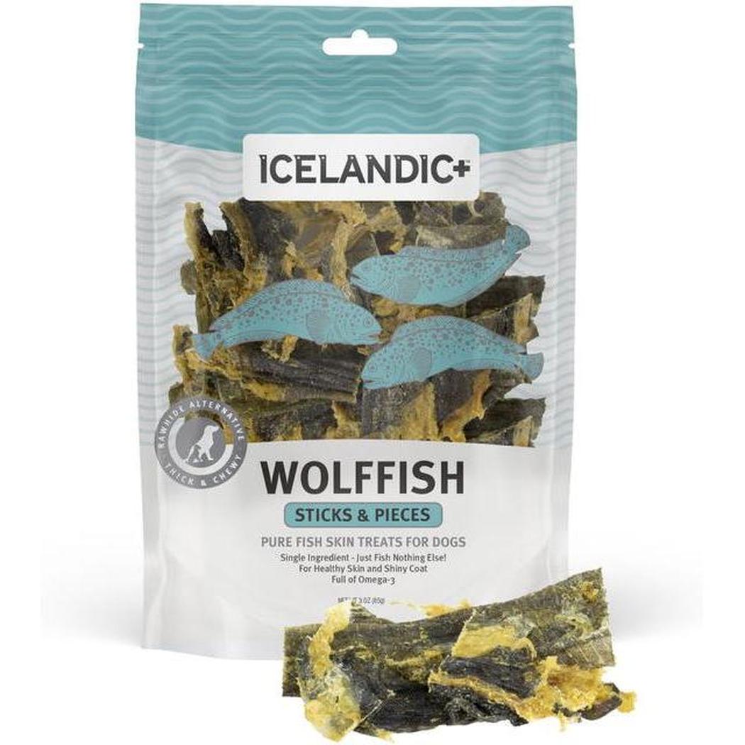 Icelandic+ Wolffish Skin Sticks & Pieces Dog Treats | 3.0-oz Bag-Pets - Treats-Icelandic+-Appalachian Outfitters