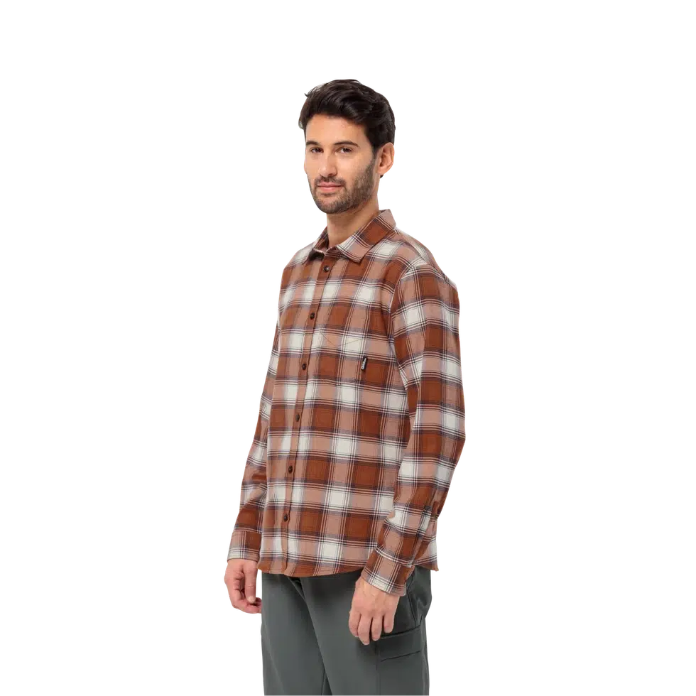 Men's Wanderweg Shirt-Men's - Clothing - Tops-Jack Wolfskin-Carmine 41-M-Appalachian Outfitters
