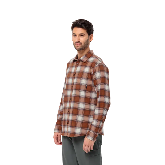 Men's Wanderweg Shirt-Men's - Clothing - Tops-Jack Wolfskin-Carmine 41-M-Appalachian Outfitters