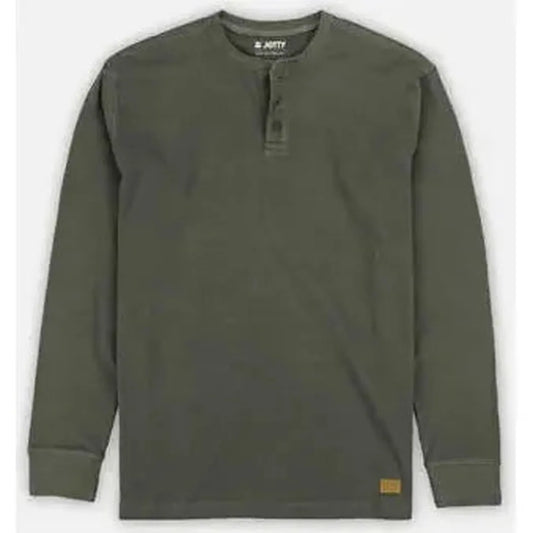 Jetty Men's Seabed Waffle Henley Long Sleeve-Men's - Clothing - Tops-Jetty-Tarmac-M-Appalachian Outfitters