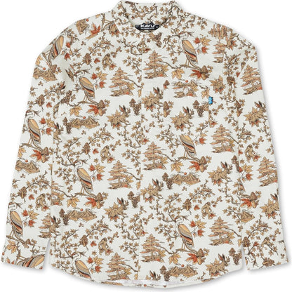Front view of the Kavu Westerly in Faraway Forest showing the bird and tree print against a white background.