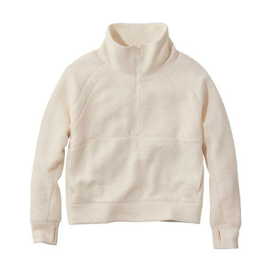 A front view of the L.L.Bean Women's Ridgeknit Half-Zip Pullover in Sailcloth with a high collar and half-zip, shown against a white background.