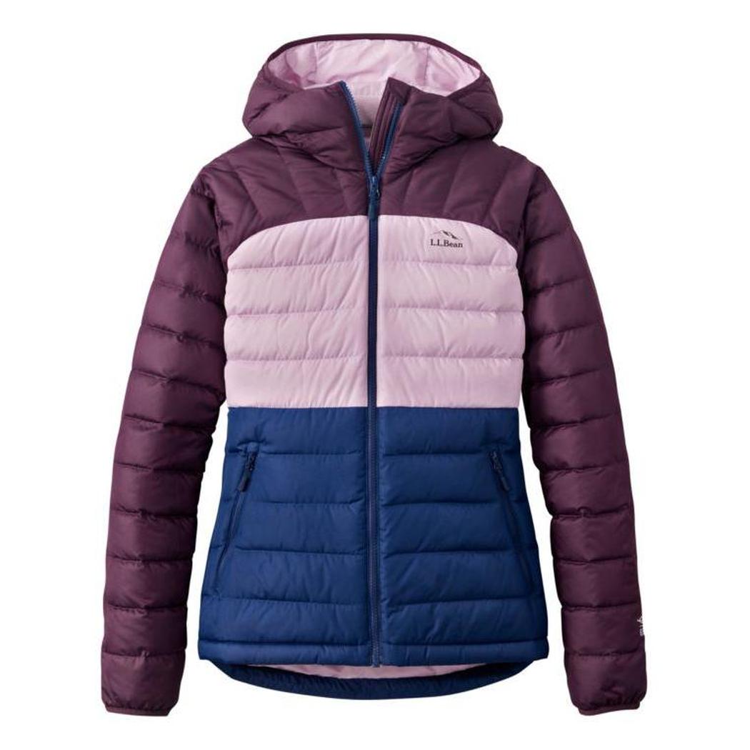 L.L.Bean Sample - Women's Beans Down Hooded Jacket Stripe-Women's - Clothing - Jackets & Vests-L.L.Bean-Eggplant/Lavender Ice-S-Appalachian Outfitters