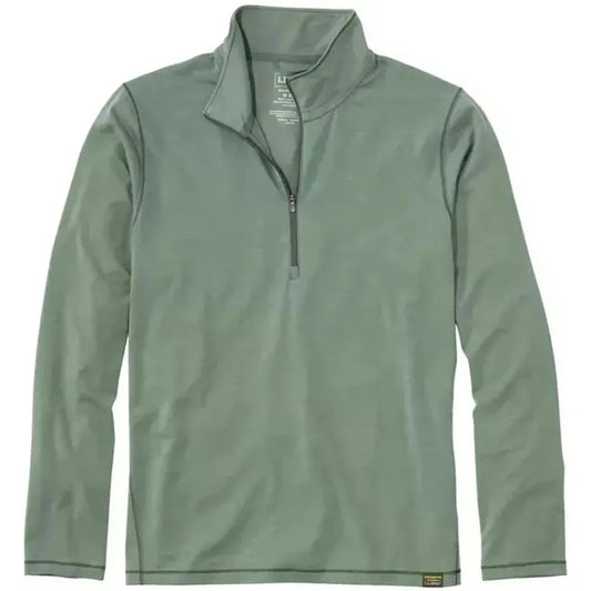 L.L.Bean Men's Everyday SunSmart Tee, Long-Sleeve Quarter-Zip-Men's - Clothing - Tops-L.L.Bean-Sea Green-M-Appalachian Outfitters