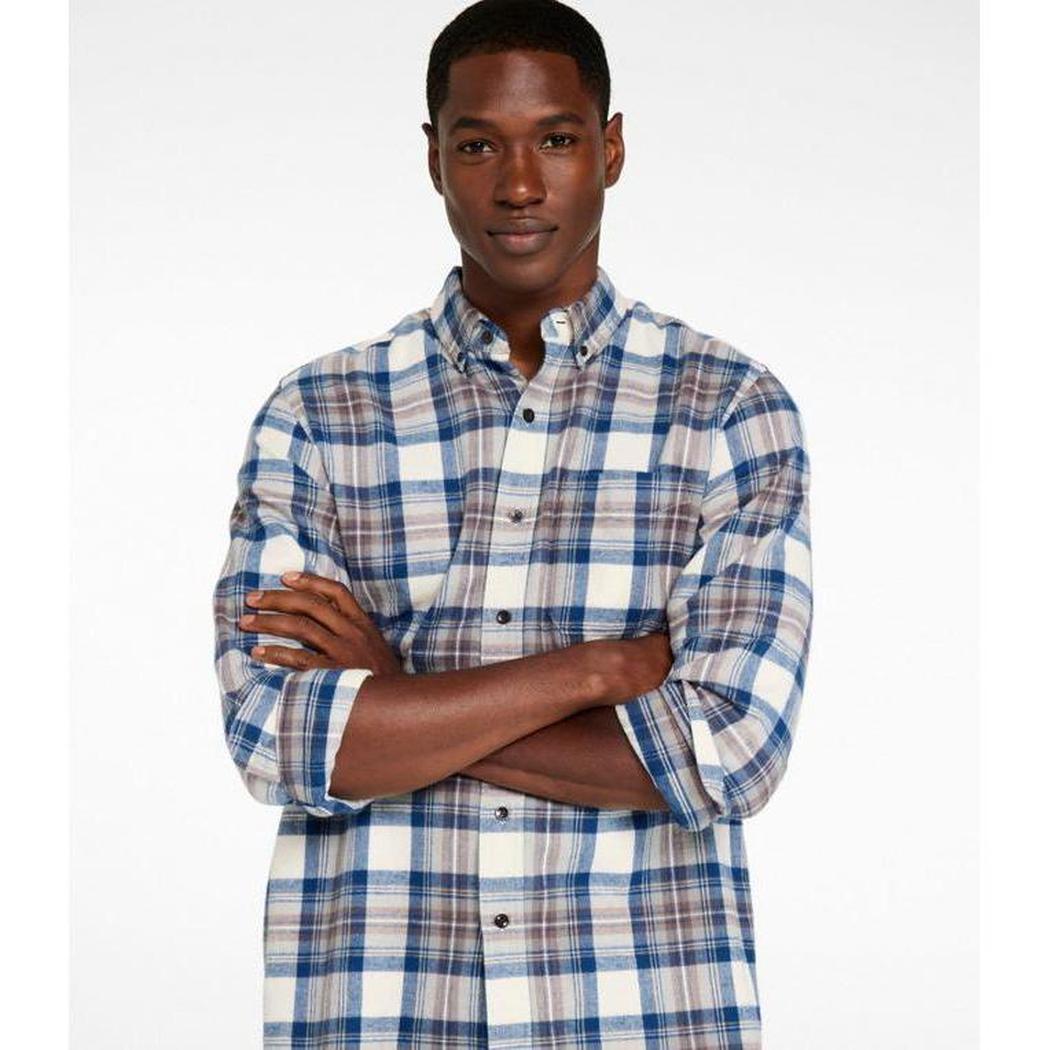 L.L.Bean Men's Long Sleeve Scotch Plaid Flannel Shirt-Men's - Clothing - Tops-L.L.Bean-Indigo Tartan-M-Appalachian Outfitters