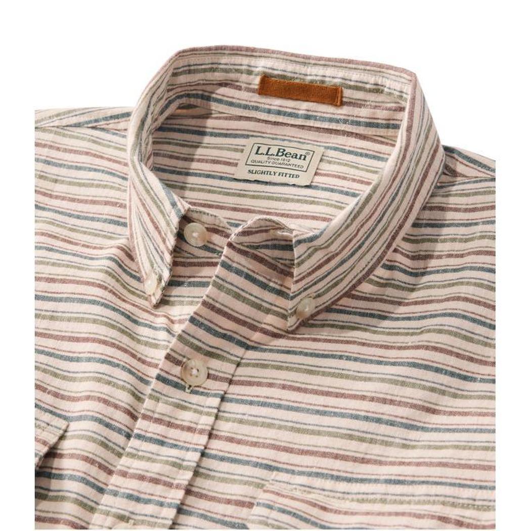 L.L.Bean Men's Stonecoast Cotton Hemp Shirt Long Sleeve Slightly Fitted Stripe-Men's - Clothing - Tops-L.L.Bean-Appalachian Outfitters