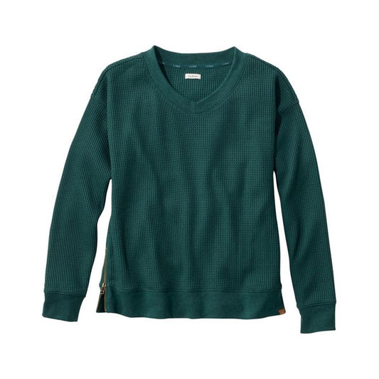L.L.Bean Women's Birchwood Brushed Waffle V-Neck Top-Women's - Clothing - Tops-L.L.Bean-Appalachian Outfitters