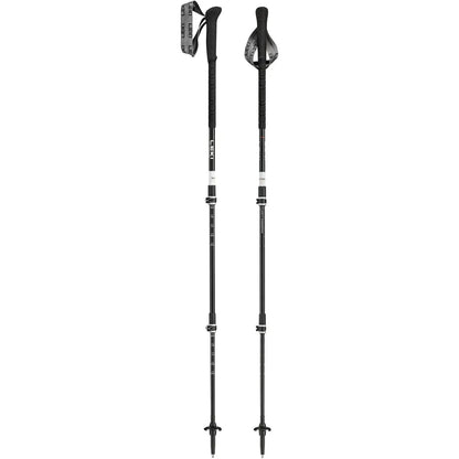 Two Leki Skytera Lite trekking poles in charcoal/graphite, side by side against a white background.