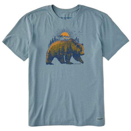 Life is Good Men's Bearscape Crusher Tee-Men's - Clothing - Tops-Life is Good-Smoky Blue-M-Appalachian Outfitters