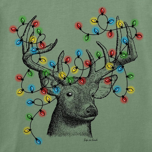 Life is Good Men's Buck Head Xmas Lights Long Sleeve Crusher Tee-Men's - Clothing - Tops-Life is Good-Appalachian Outfitters