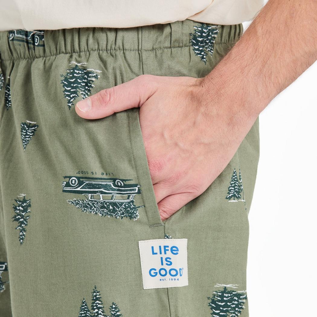 Life is Good Men's Christmas Tree Wagon Pattern Classic Sleep Pant-Men's - Clothing - Bottoms-Life is Good-Appalachian Outfitters