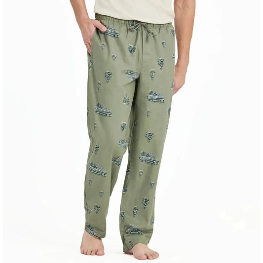 Life is Good Men's Christmas Tree Wagon Pattern Classic Sleep Pant-Men's - Clothing - Bottoms-Life is Good-Appalachian Outfitters