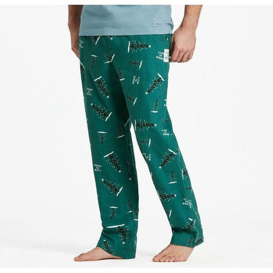 Men's Classic Sleep Pant Peace Holiday Tree Pattern-Men's - Clothing - Bottoms-Life is Good-Spruce Green-S-Appalachian Outfitters