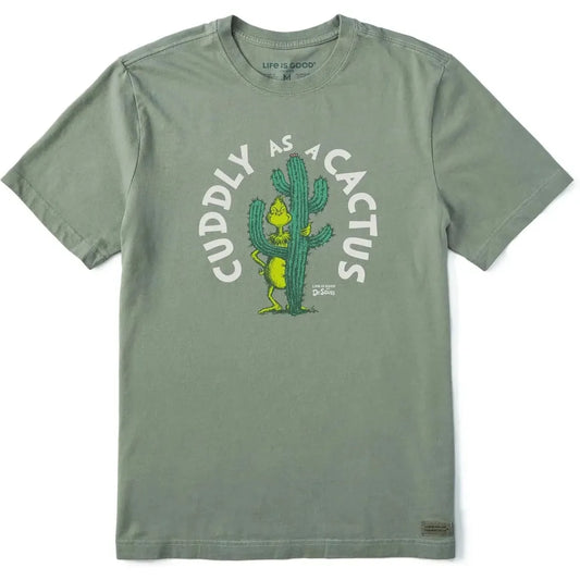 Life is Good Men's Cuddly as a Cactus Grinch Short Sleeve Crusher Tee-Men's - Clothing - Tops-Life is Good-Moss Green-M-Appalachian Outfitters