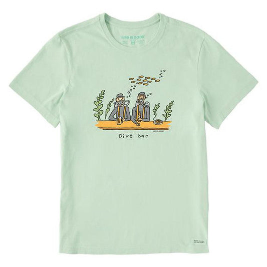 Life is Good Men's Dive Bar Short Sleeve Crusher Tee-Men's - Clothing - Tops-Life is Good-Sage Green-M-Appalachian Outfitters