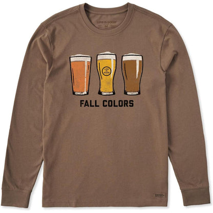 Life is Good Men's Fall Colors Beer Long Sleeve Crusher Tee-Men's - Clothing - Tops-Life is Good-Mushroom Brown-M-Appalachian Outfitters