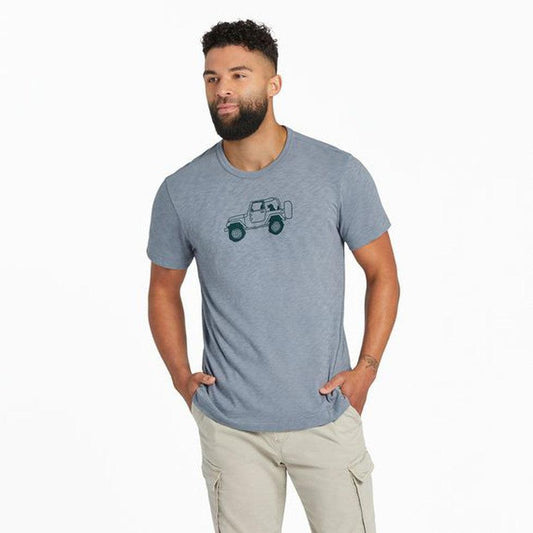 Life is Good Men's Favorite Passenger Textured Slub Tee-Men's - Clothing - Tops-Life is Good-Stone Blue-M-Appalachian Outfitters
