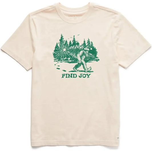 Life is Good Men's Find Joy Sasquatch Short Sleeve Crusher Tee-Men's - Clothing - Tops-Life is Good-Putty White-M-Appalachian Outfitters