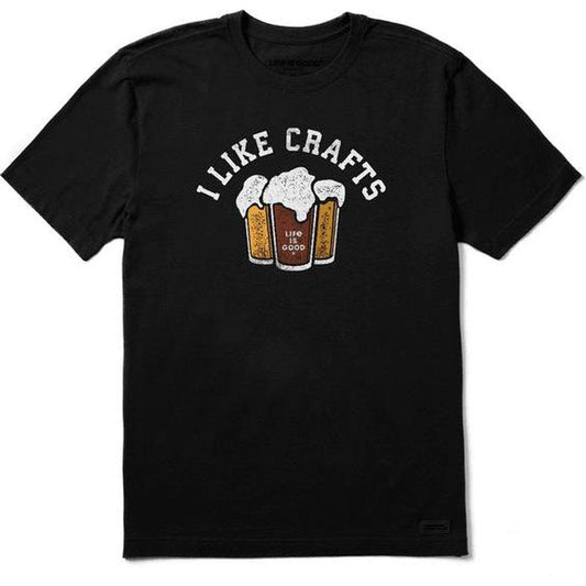 Men's I Like Crafts Short Sleeve Crusher-Men's - Clothing - Tops-Life is Good-Jet Black-L-Appalachian Outfitters