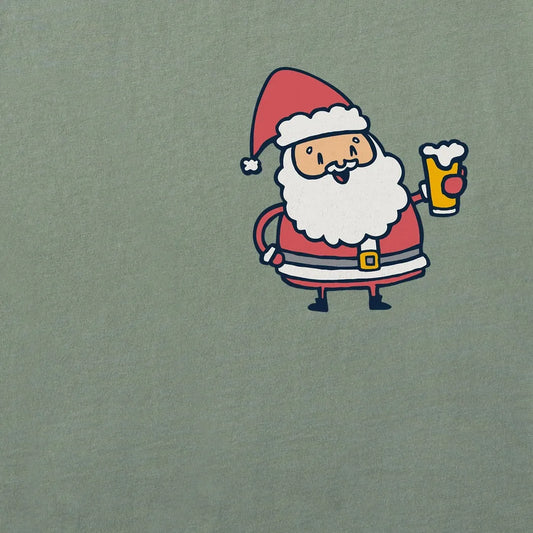 Life is Good Men's Little Santa w Beer Short Sleeve Crusher Tee-Men's - Clothing - Tops-Life is Good-Appalachian Outfitters