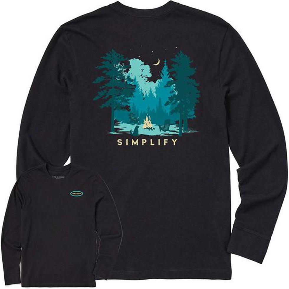 Men's Long Sleeve Crusher Tee Simplify Campfire-Men's - Clothing - Tops-Life is Good-Jet Black-M-Appalachian Outfitters